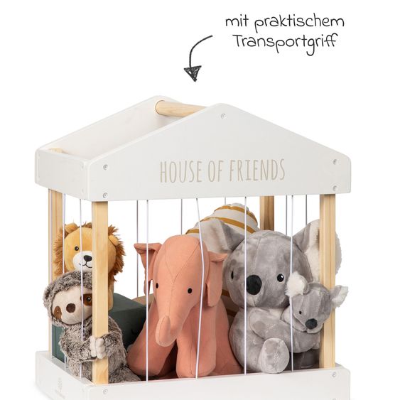 MUSTERKIND Plüschtier-Box House of Friends mit elastischen Bänder & Tragegriff - Weiß / Natur