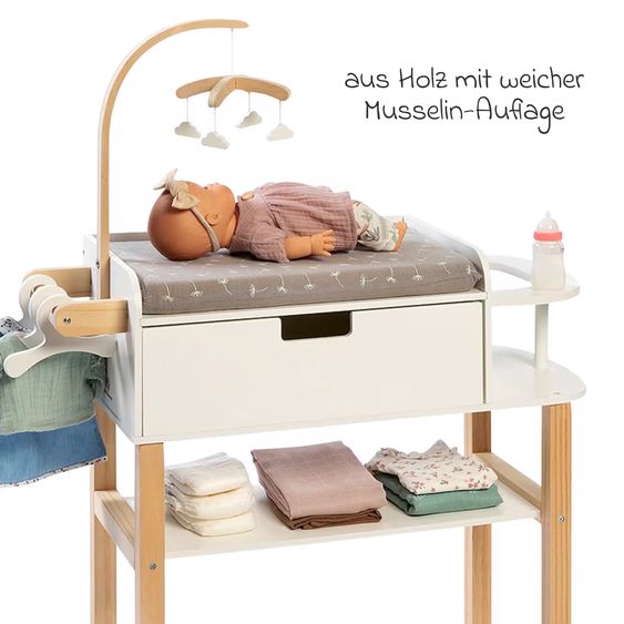 MUSTERKIND Puppen-Wickelkommode Viola - Grau / Weiß