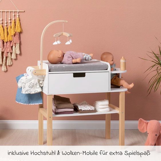 MUSTERKIND Puppen-Wickelkommode Viola - Grau / Weiß