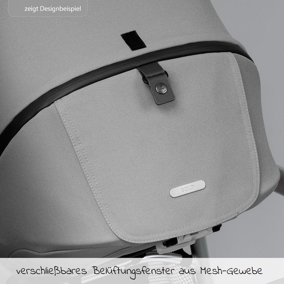 Mutsy Kombi-Kinderwagen Evo Schwarz Griff Cognac inkl. Babywanne, Sportsitz & XXL Zubehörpaket - Stone Grey