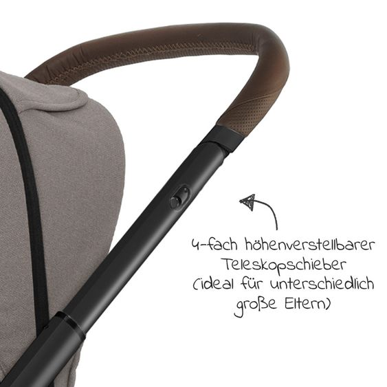 Mutsy Icon Black Handle Brown Passeggino combinato con navicella, sedile sportivo e pacchetto accessori XXL - Leisure Fjord