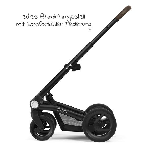 Mutsy Icon Black Handle Brown Passeggino combinato con navicella, sedile sportivo e pacchetto accessori XXL - Leisure Fjord