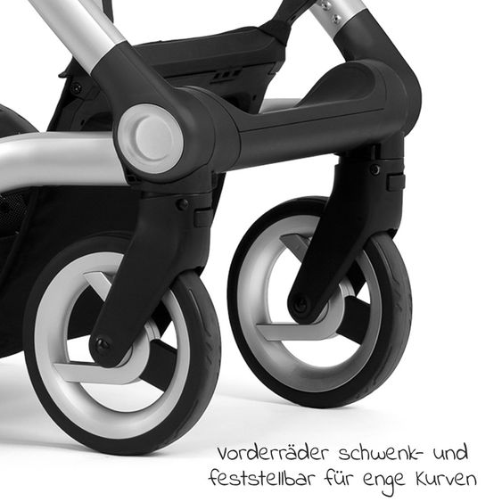 Mutsy Kombi-Kinderwagen Icon Silber Griff Brown inkl. Babywanne, Sportsitz & XXL Zubehörpaket - Leisure Fjord