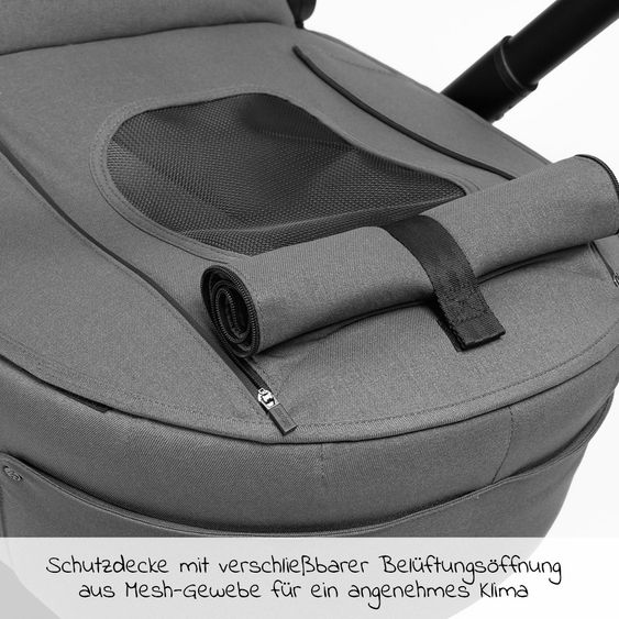 Mutsy Kombi-Kinderwagen Icon Silber Griff Cognac inkl. Babywanne, Sportsitz & XXL Zubehörpaket - Balance Edition Granite