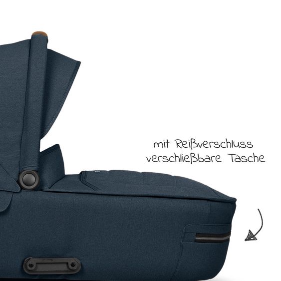 Mutsy Kombi-Kinderwagen Icon Silber Griff Cognac inkl. Babywanne, Sportsitz & XXL Zubehörpaket - Leisure River