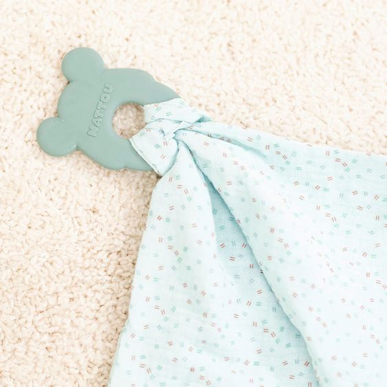 Nattou 2-tlg. Set Schmusetuch mit Silikon-Beißring - Mint
