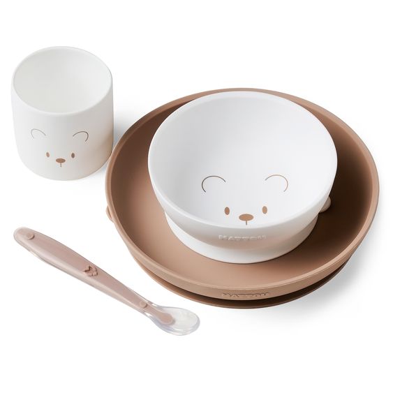 Nattou 4-tlg. Geschirr-Set Silikon - Bär - Beige