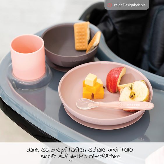 Nattou Set di stoviglie in silicone da 4 pezzi - Terracotta ocra