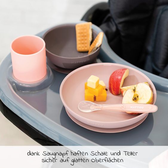 Nattou 4-tlg. Geschirr-Set Silikon - Pink Eggplant