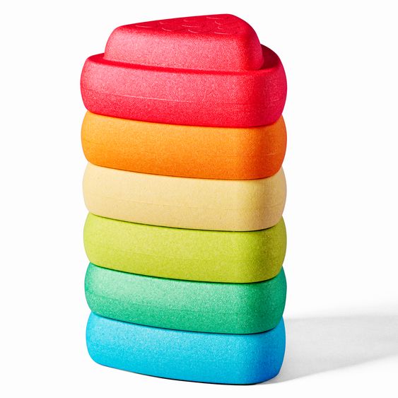 Nattou Balancesteine 6 Stück Blocky - stapelbar & rutschfest - Mehrfarbig