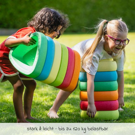 Nattou Balancesteine 6 Stück Blocky - stapelbar & rutschfest - Mehrfarbig