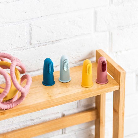 Nattou Spazzolino da dito 2 confezioni con scatola promemoria - Rosa antico ocra