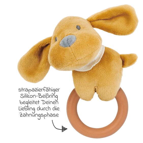 Nattou Mini rattle animal 15 cm - Charlie the dog - Caramel