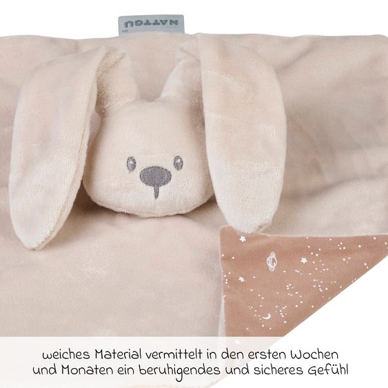 Nattou Glow in the dark cuddle cloth 28 cm - Lapidou rabbit - Sand