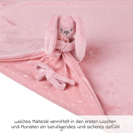 Nattou Schmusetuch XXL & Mini-Kuscheltier Glow in the dark - Hase Lapidou - Old Pink