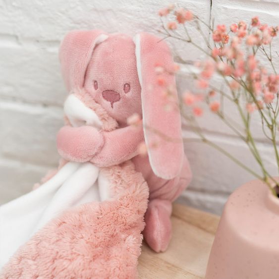 Nattou Cuddle cloth XXL & mini cuddly toy bunny Lapidou - Old Pink