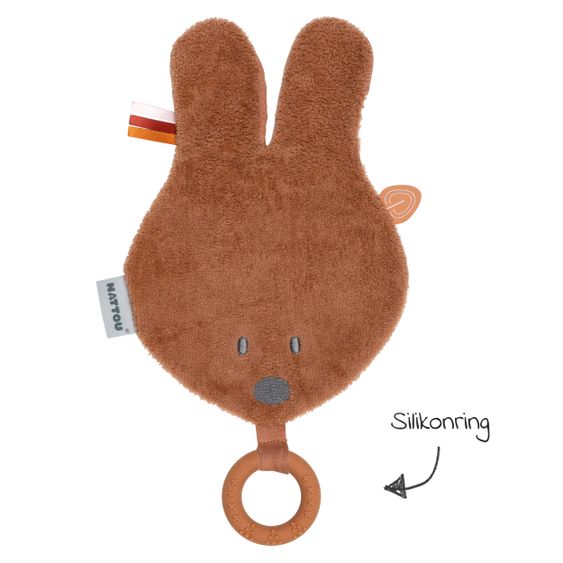 Nattou Cuddle bush with silicone ring bunny 33 cm - Susie & Bonnie - Rust