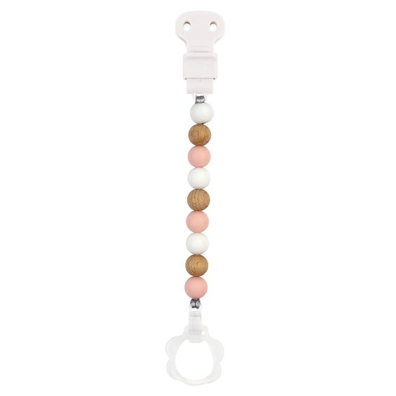 Nattou Schnullerkette Lapidou mit Silikon- & Holzkugeln - Light Pink