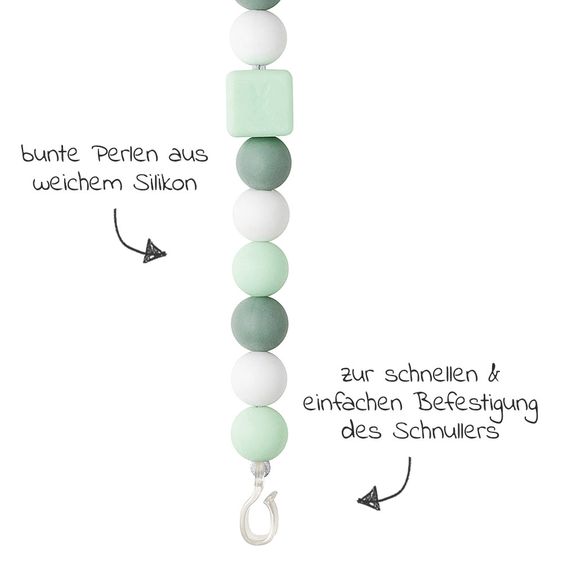Nattou Catena a ciuccio con perline in silicone - Verde rame