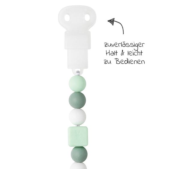 Nattou Catena a ciuccio con perline in silicone - Verde rame