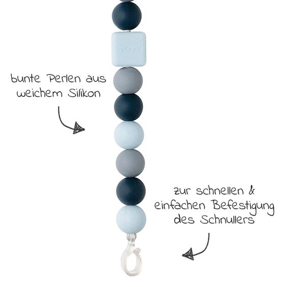 Nattou Pacifier chain with silicone beads - Navy