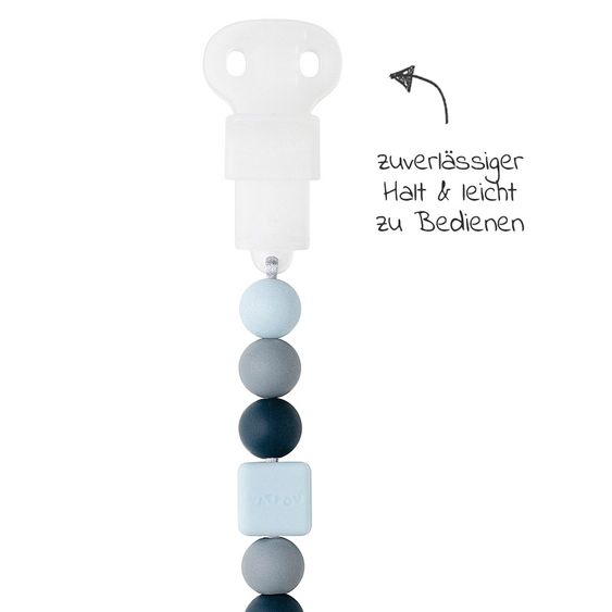 Nattou Pacifier chain with silicone beads - Navy