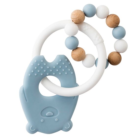 Nattou Silikon-Beißring - Bär - Light Blue
