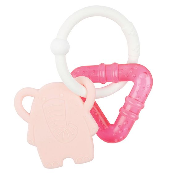 Nattou Silikon-Beißring kühlbar - Elephant - Pink