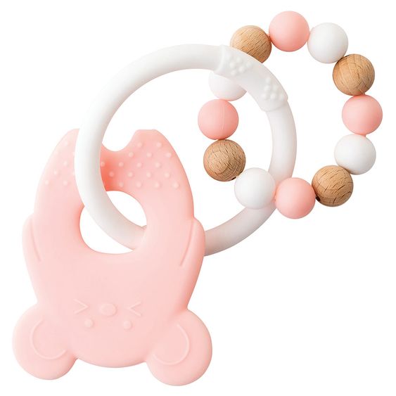 Nattou Silikon-Beißring - Maus - Light Pink