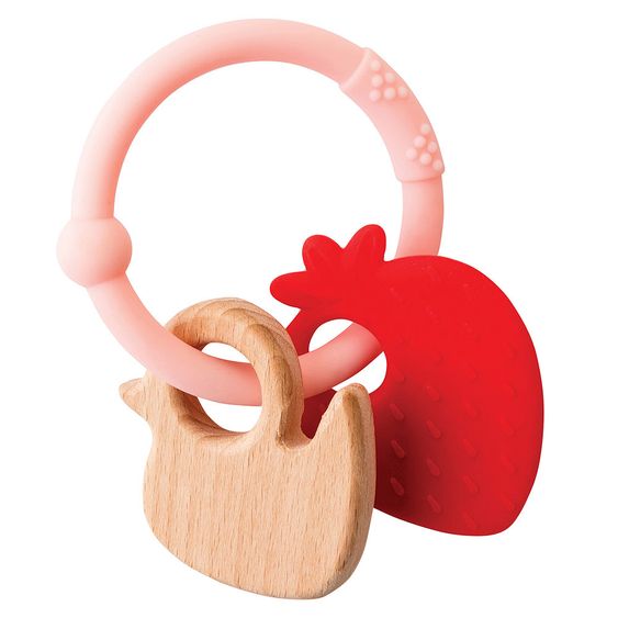 Nattou Silicone teething ring - Strawberry