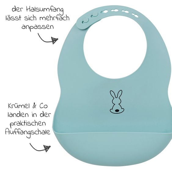 Nattou Silicone Bib with Catch Bowl - Light Blue