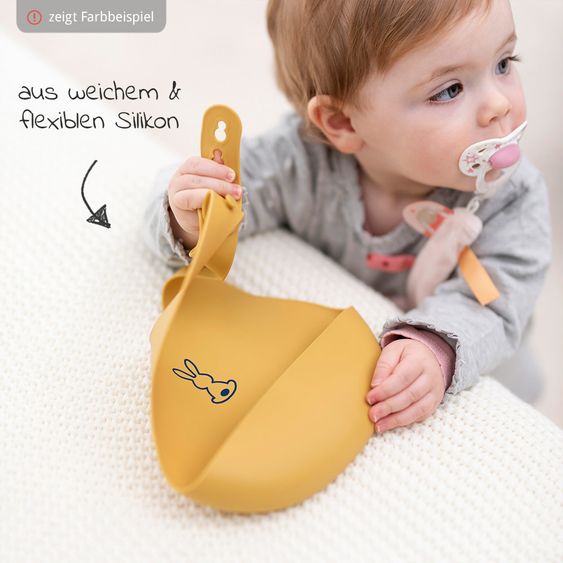 Nattou Silicone Bib with Catch Bowl - Light Blue