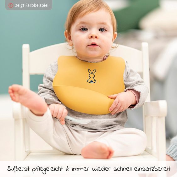 Nattou Silicone Bib with Catch Bowl - Light Blue