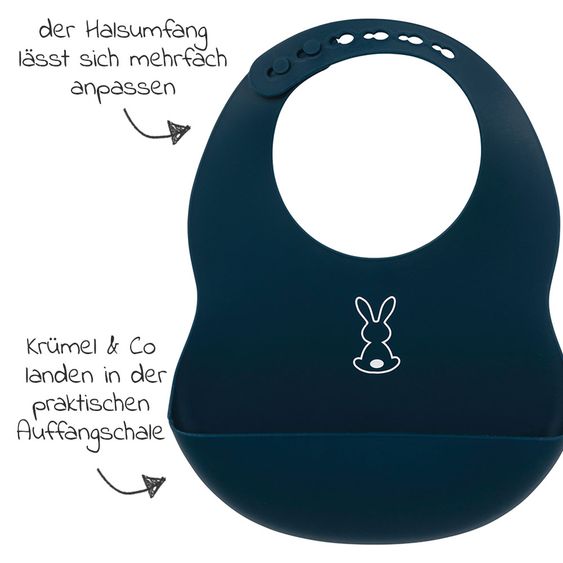 Nattou Silikon-Lätzchen mit Auffangschale - Navy
