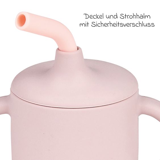 Nattou Straw cup with silicone handles - Pink