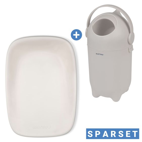 Nattou Wickel-Set mit Wickelunterlage Softy & Windeleimer Dropy - Clay