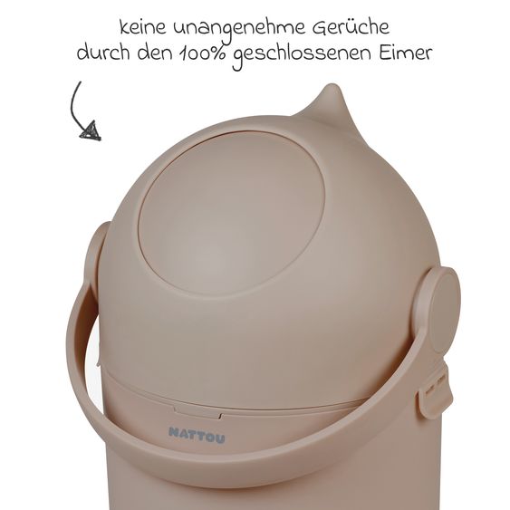 Nattou Dropy diaper pail - Taupe