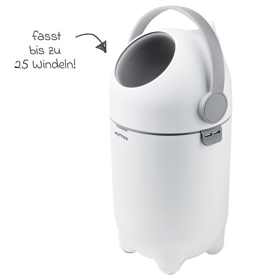 Nattou Dropy diaper pail - White Grey