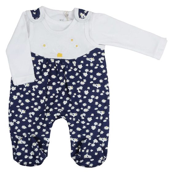 Natubini 2-tlg. Set Strampler Gänseblümchen - Marine - Gr. 68