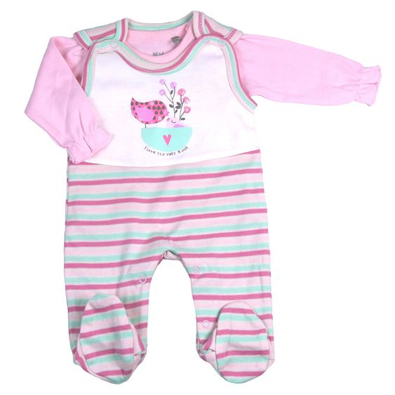 Natubini 2-tlg. Set Strampler Lovebirds - Rosa - Gr. 50
