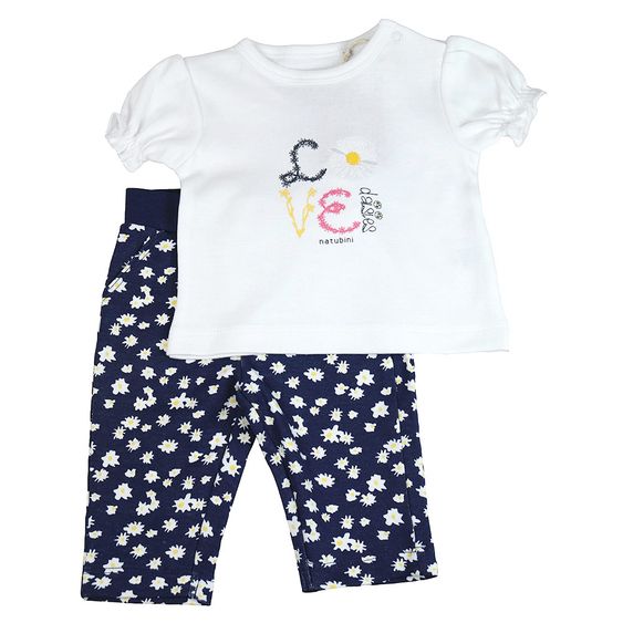 Natubini 2-tlg. Set T-Shirt + Hose Gänseblümchen - Marine - Gr. 62