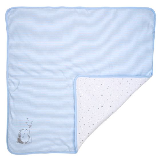 Natubini Wende-Decke Igel 80 x 80 cm - Streifen Punkte - Hellblau Weiß