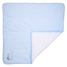 Reversible blanket hedgehog 80 x 80 cm - stripes dots - light blue white