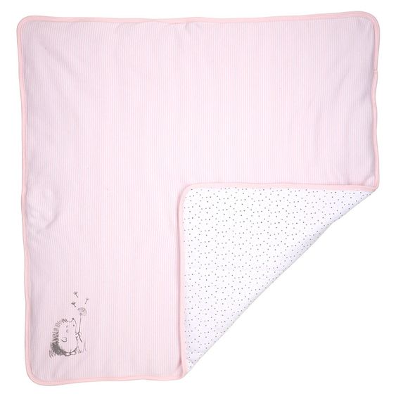 Natubini Wende-Decke Igel 80 x 80 cm - Streifen Punkte - Rosa Weiß