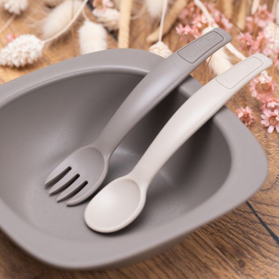 Nip 2-tlg. Esslernbesteck eat green - aus nachwachsenden Rohstoffen - Grau