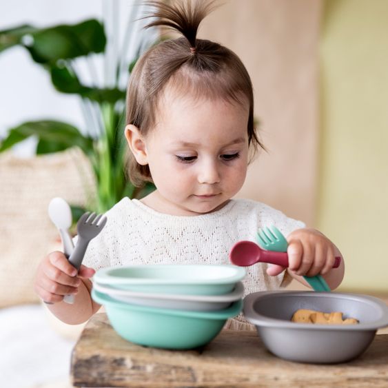 Nip 2-tlg. Esslernbesteck eat green - aus nachwachsenden Rohstoffen - Grau