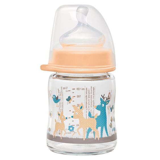 Nip Glass bottle 120 ml - Silicone Gr.1 M (Milk) - Roe - Apricot