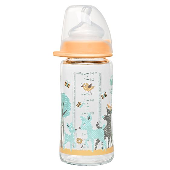 Nip Glas-Flasche 240 ml - Silikon Gr.1 M (Milch) - Reh - Apricot