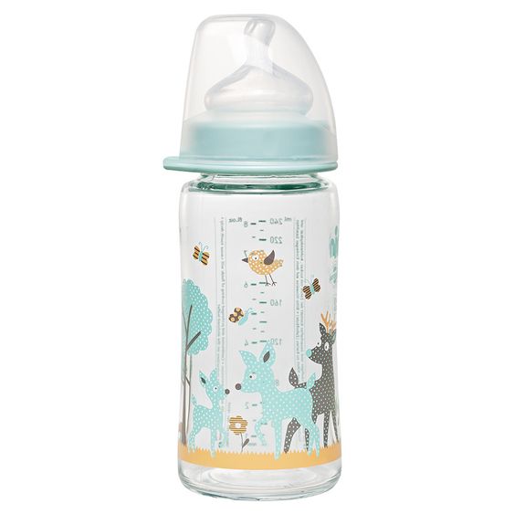 Nip Glas-Flasche 240 ml - Silikon Gr.1 M (Milch) - Reh - Mint