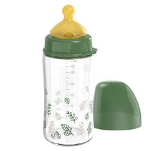 Glass bottle Cherry green 240 ml + latex teat medium food flow - Green